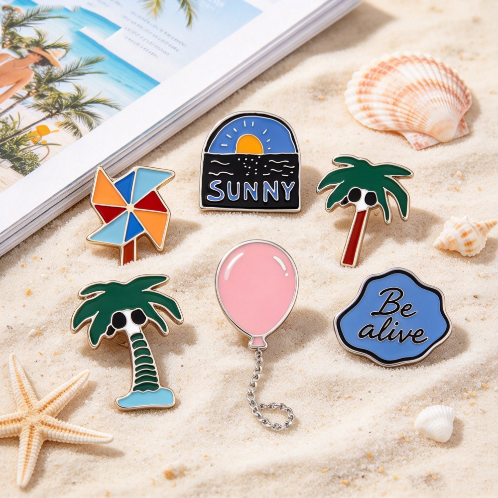 Embroidery Bali - Romantische Anstecker mit Sonnenaufgang am Meer,